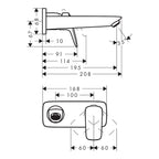 Hansgrohe Logis Single Lever Basin Mixer For Concealed Installation Wall-Mounted With Spout 1950mm Matt Black