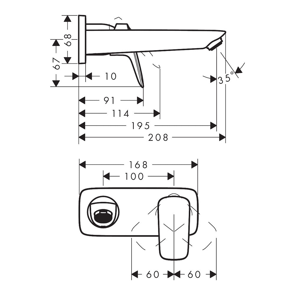 Hansgrohe Logis Single Lever Basin Mixer For Concealed Installation Wall-Mounted With Spout 1950mm Matt Black