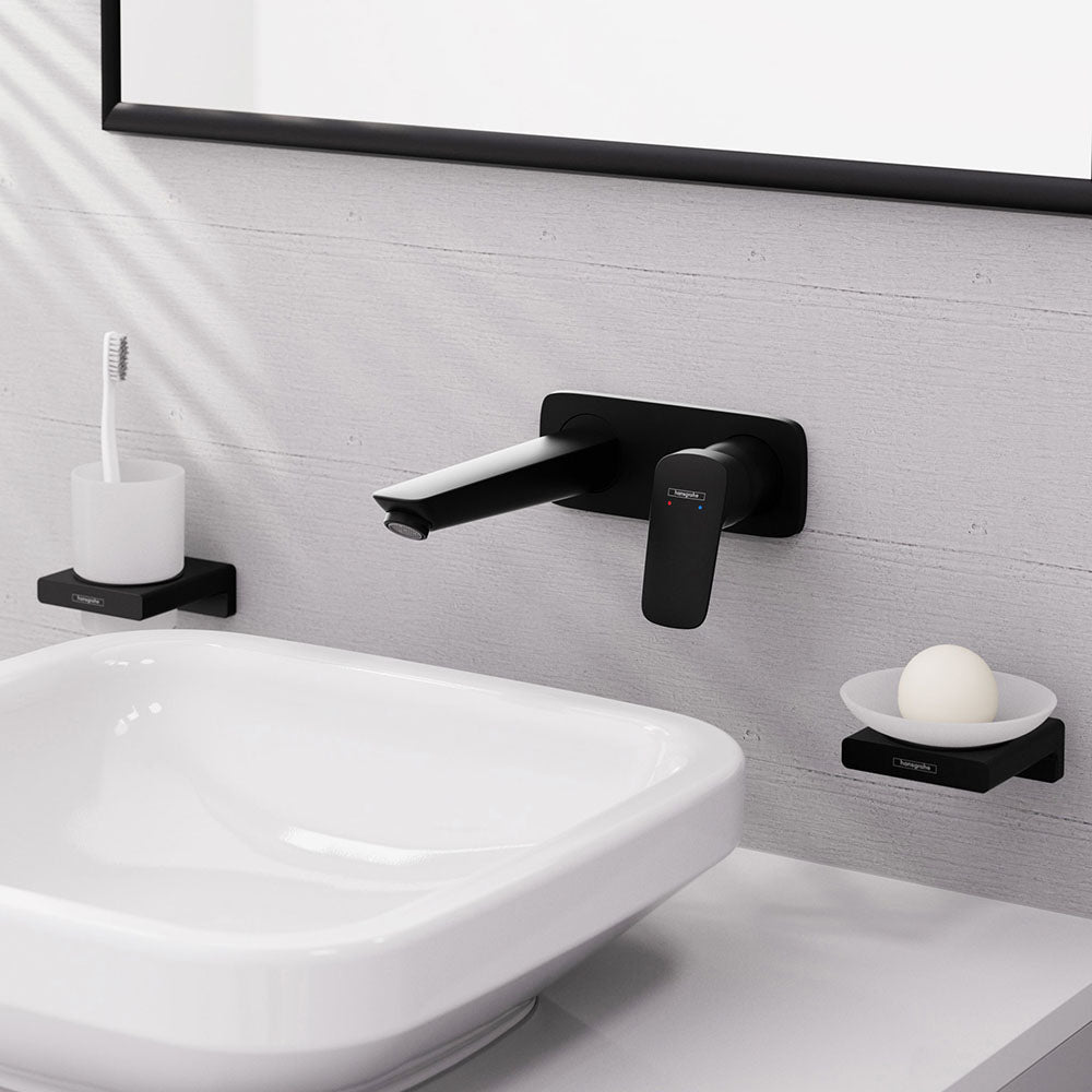 Hansgrohe Logis Single Lever Basin Mixer For Concealed Installation Wall-Mounted With Spout 1950mm Matt Black