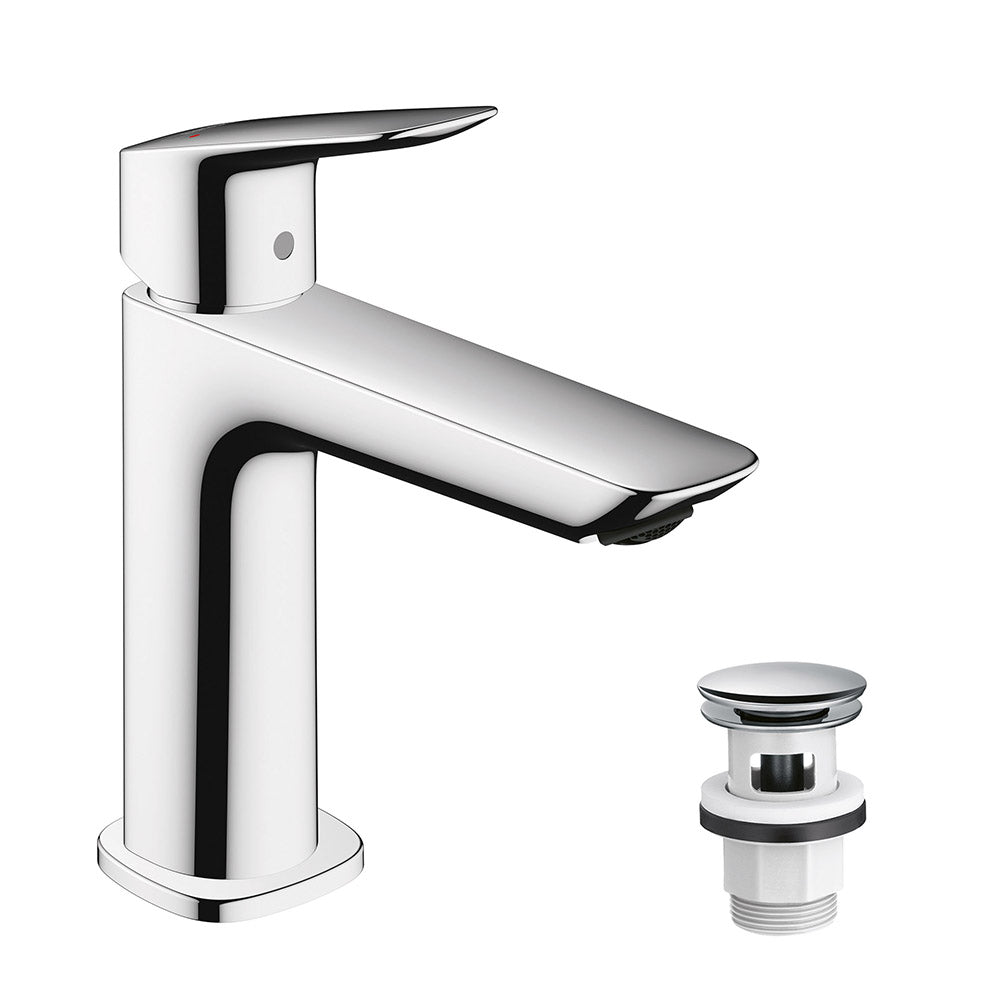 Hansgrohe Logis Single Lever Basin Mixer 110 Fine With Push-Open Waste Set Chrome