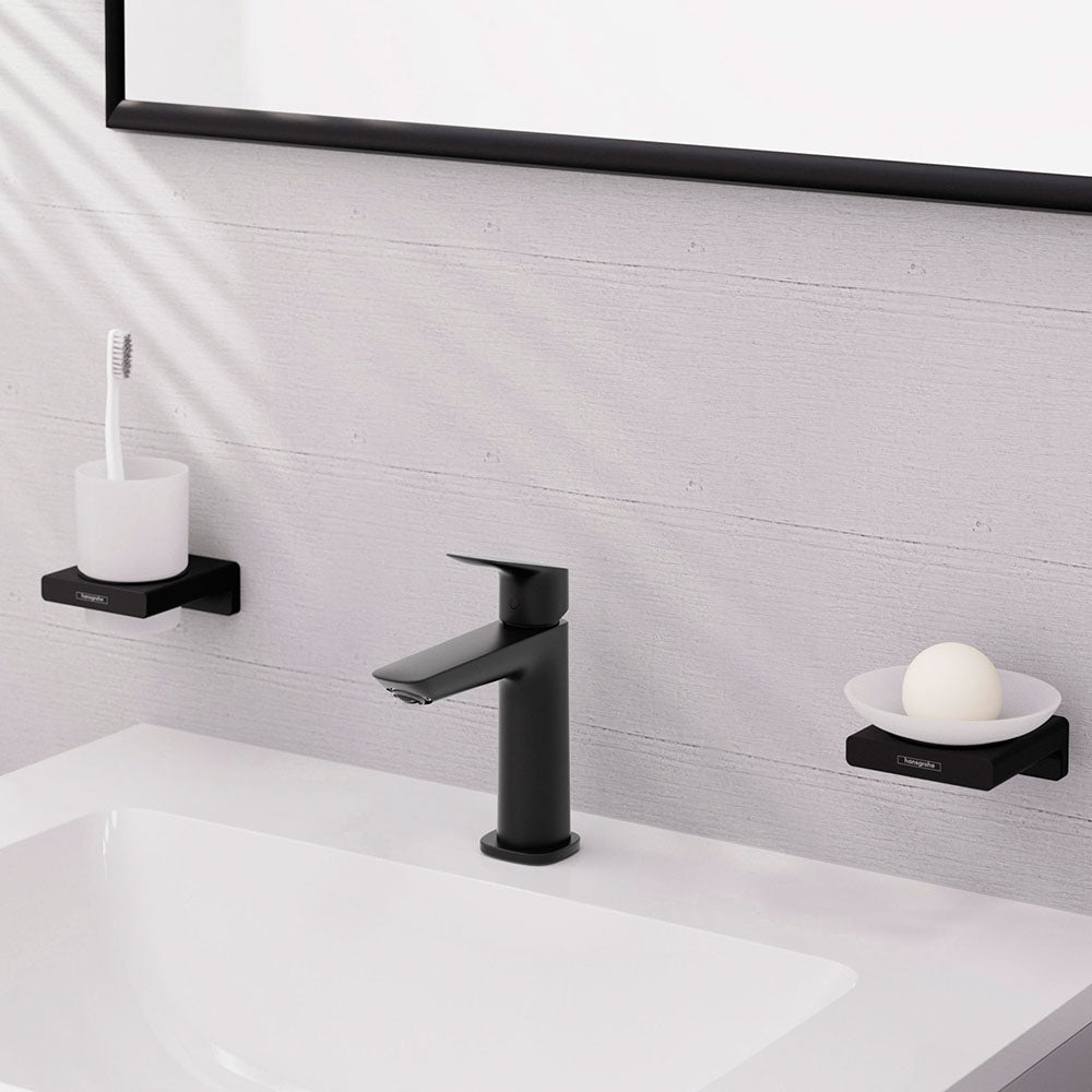 Hansgrohe Logis Single Lever Basin Mixer 110 Fine With Push-Open Waste Set Matt Black