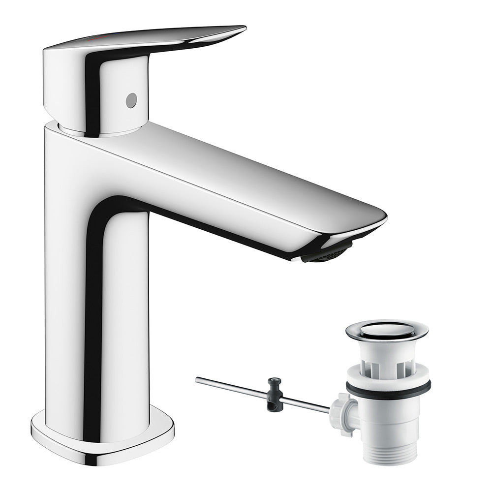 Hansgrohe Logis Single Lever Basin Mixer 110 Fine Coolstart With Pop-Up Waste Set Chrome