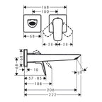 Hansgrohe Logis Single Lever Basin Mixer For Concealed Installation Fine Wall-Mounted With Spout 2060mm Matt Black