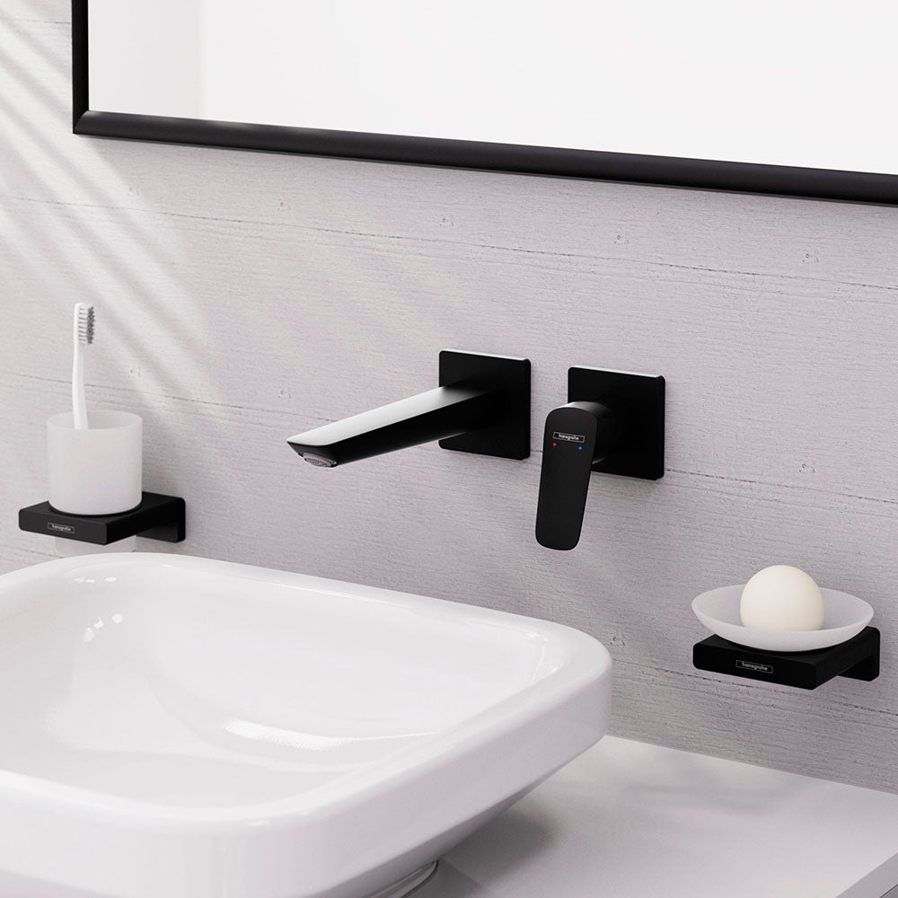 Hansgrohe Logis Single Lever Basin Mixer For Concealed Installation Fine Wall-Mounted With Spout 2060mm Matt Black