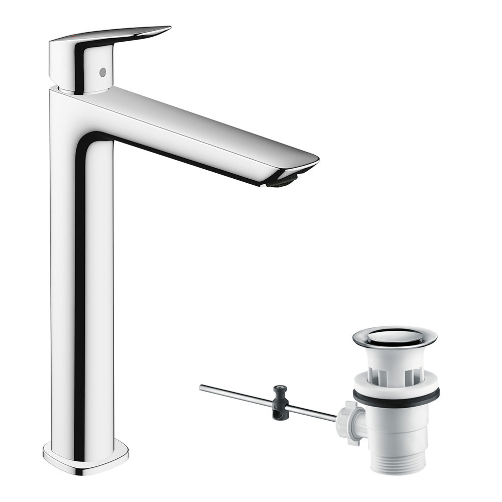 Hansgrohe Logis Single Lever Basin Mixer 240 Fine For Wash Bowls With Pop-Up Waste Set Chrome