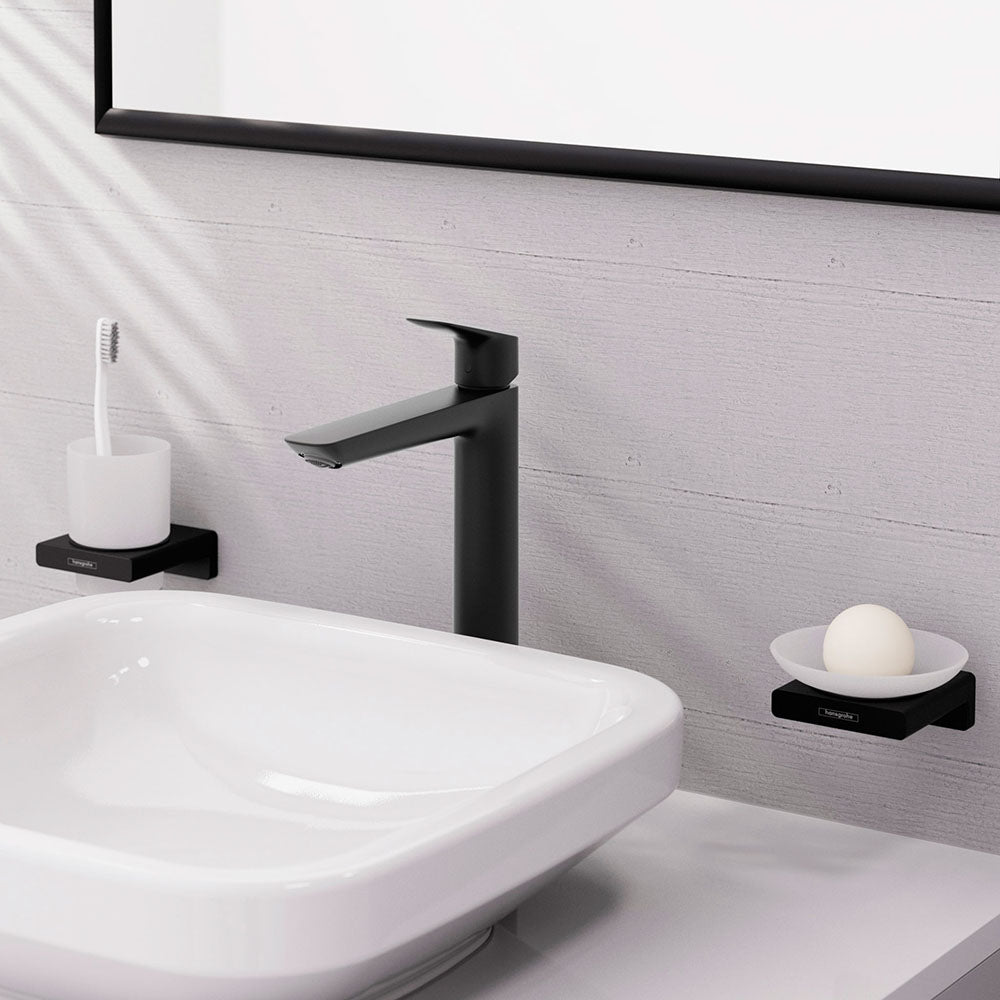 Hansgrohe Logis Single Lever Basin Mixer 240 Fine Without Waste Set Matt Black
