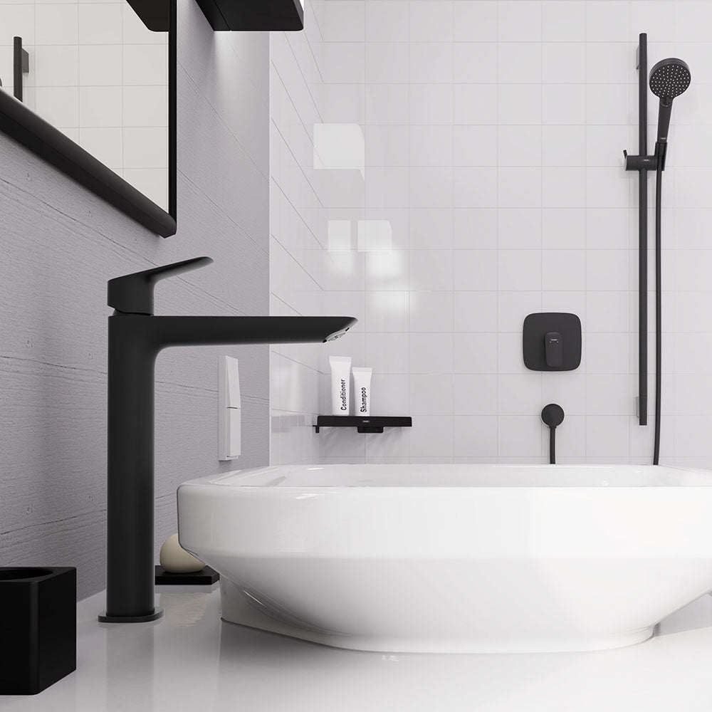 Hansgrohe Logis Single Lever Basin Mixer 240 Fine Without Waste Set Matt Black