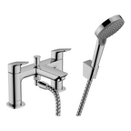 Hansgrohe Logis 2-Hole Rim Mounted Bath Mixer With Diverter Valve And Vernis Blend Hand Shower Vario Chrome