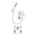 Hansgrohe Logis 2-Hole Rim Mounted Bath Mixer With Diverter Valve And Vernis Blend Hand Shower Vario Matt Black