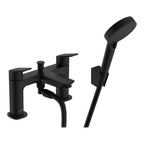 Hansgrohe Logis 2-Hole Rim Mounted Bath Mixer With Diverter Valve And Vernis Blend Hand Shower Vario Matt Black