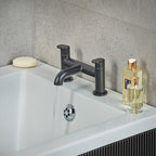 Hansgrohe Vernis Blend 2-Hole Rim Mounted Bath Mixer Matt Black