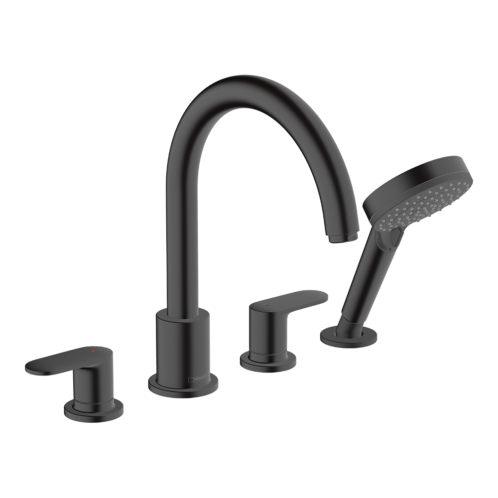 Hansgrohe Vernis Blend 4-Hole Rim Mounted Bath Mixer Matt Black