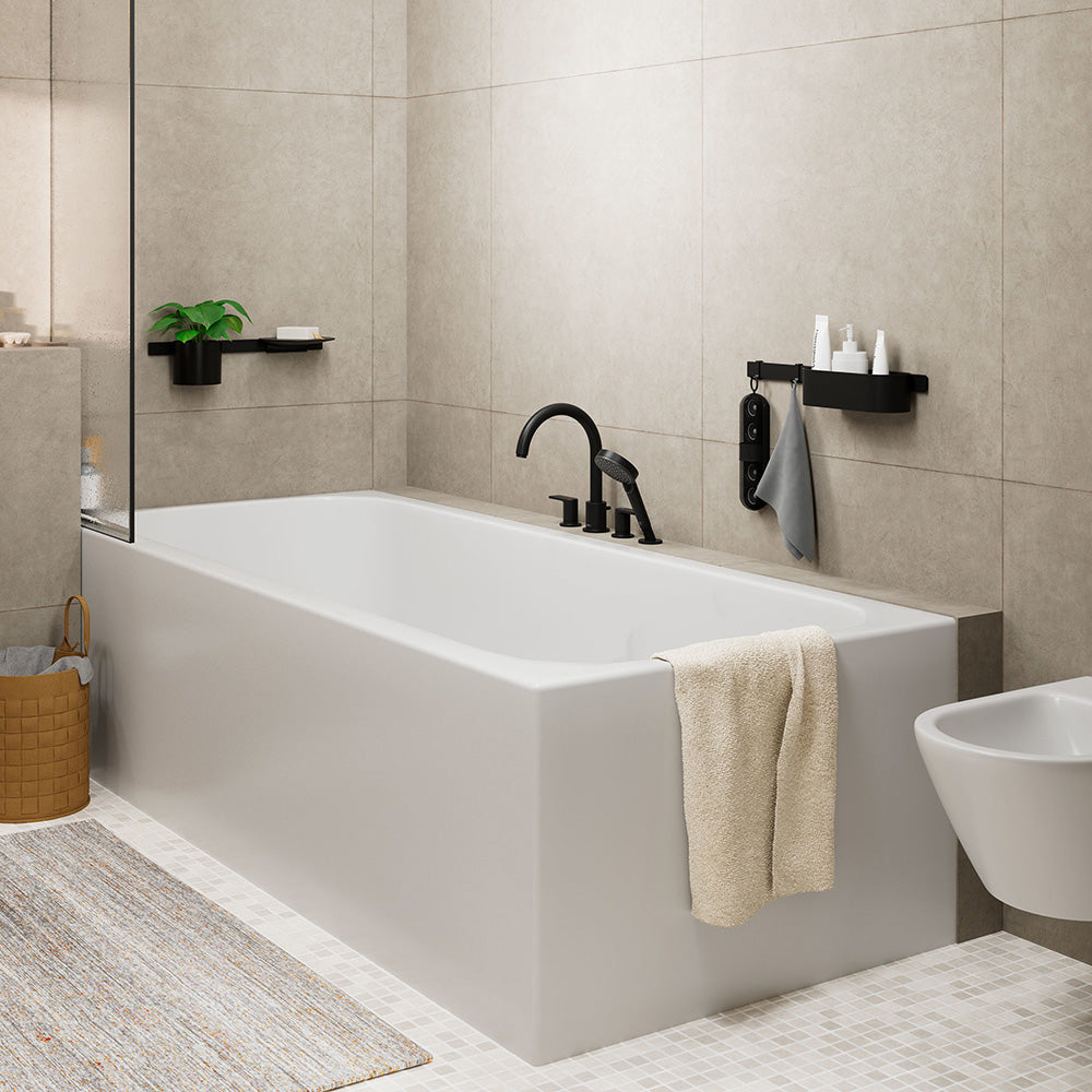 Hansgrohe Vernis Blend 4-Hole Rim Mounted Bath Mixer Matt Black