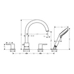 Hansgrohe Vernis Shape 4-Hole Rim Mounted Bath Mixer Matt Black