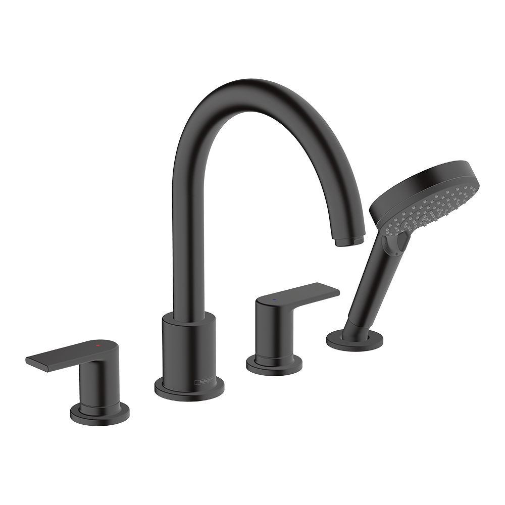 Hansgrohe Vernis Shape 4-Hole Rim Mounted Bath Mixer Matt Black