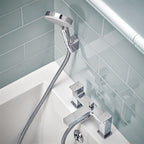Hansgrohe Vernis Shape 2-Hole Rim Mounted Bath Mixer With Diverter Valve And Vernis Blend Hand Shower Vario Chrome