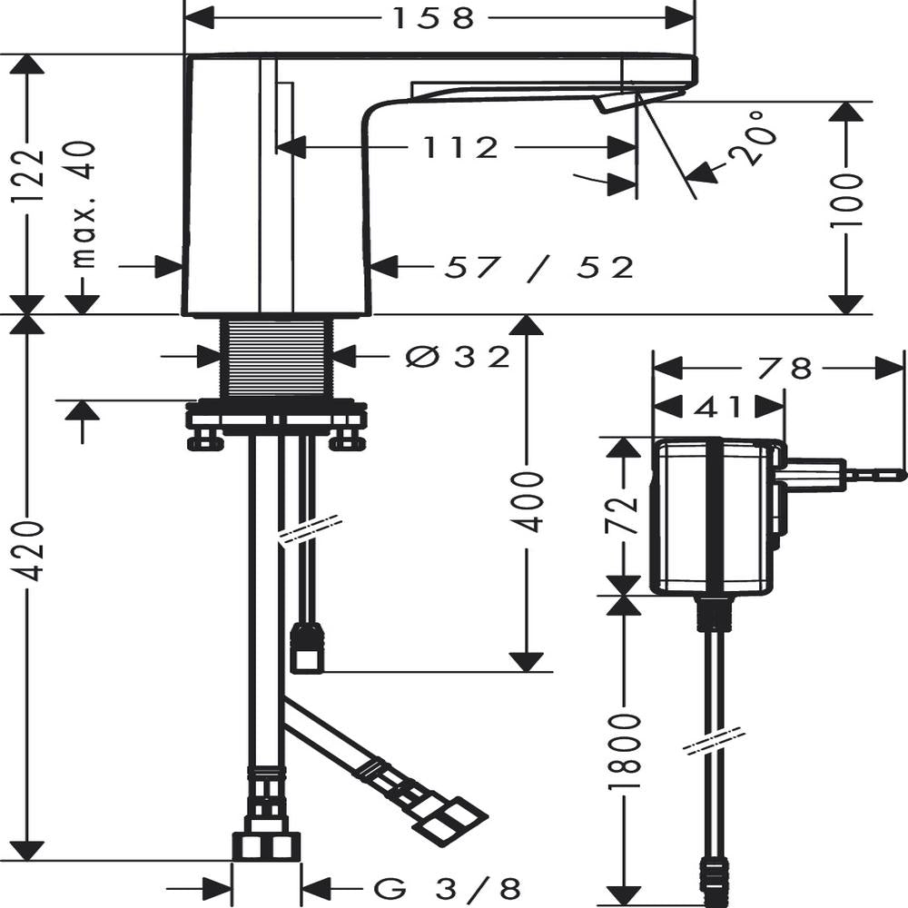 Hansgrohe Vernis Blend Electronic basin mixer with temperature Paire-adjustment mains connection 230 V, Chrome