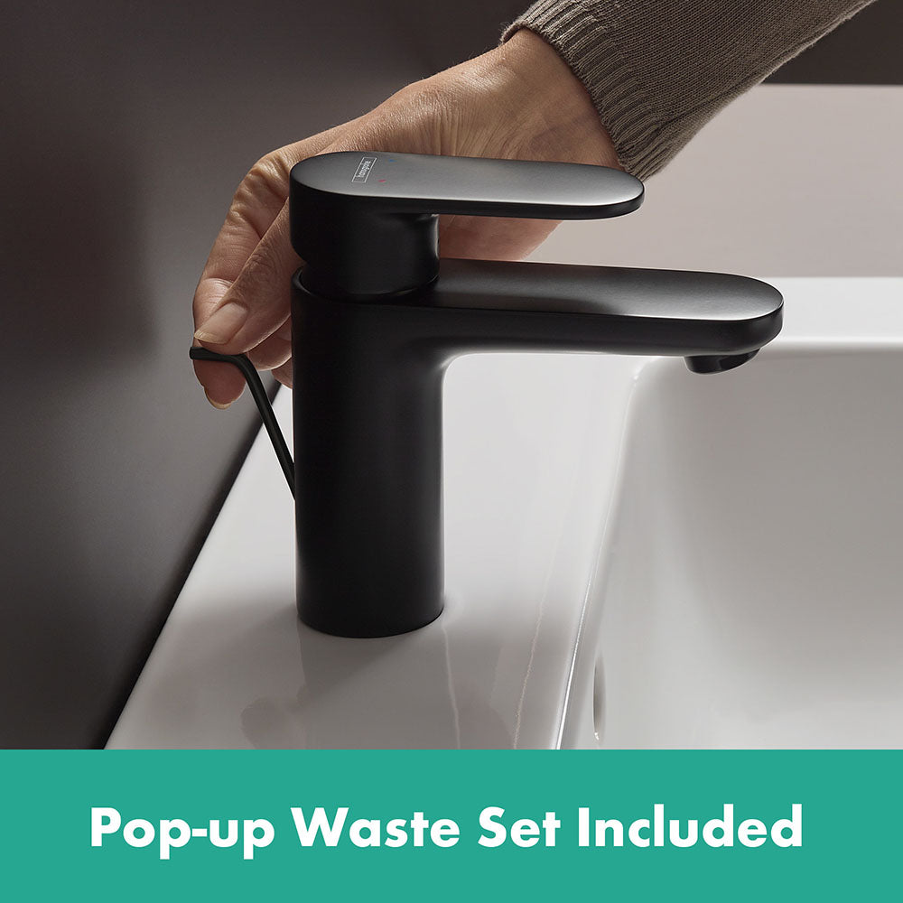 Hansgrohe Vernis Blend Single Lever Basin Mixer 100 With Pop-Up Waste Set Matt Black