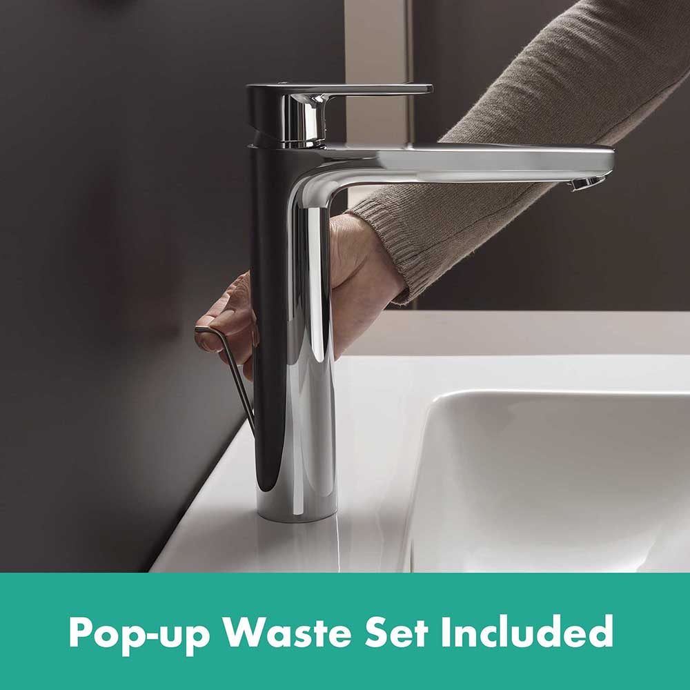 Hansgrohe Vernis Blend Single Lever Basin Mixer 190 With Pop-Up Waste Set Chrome