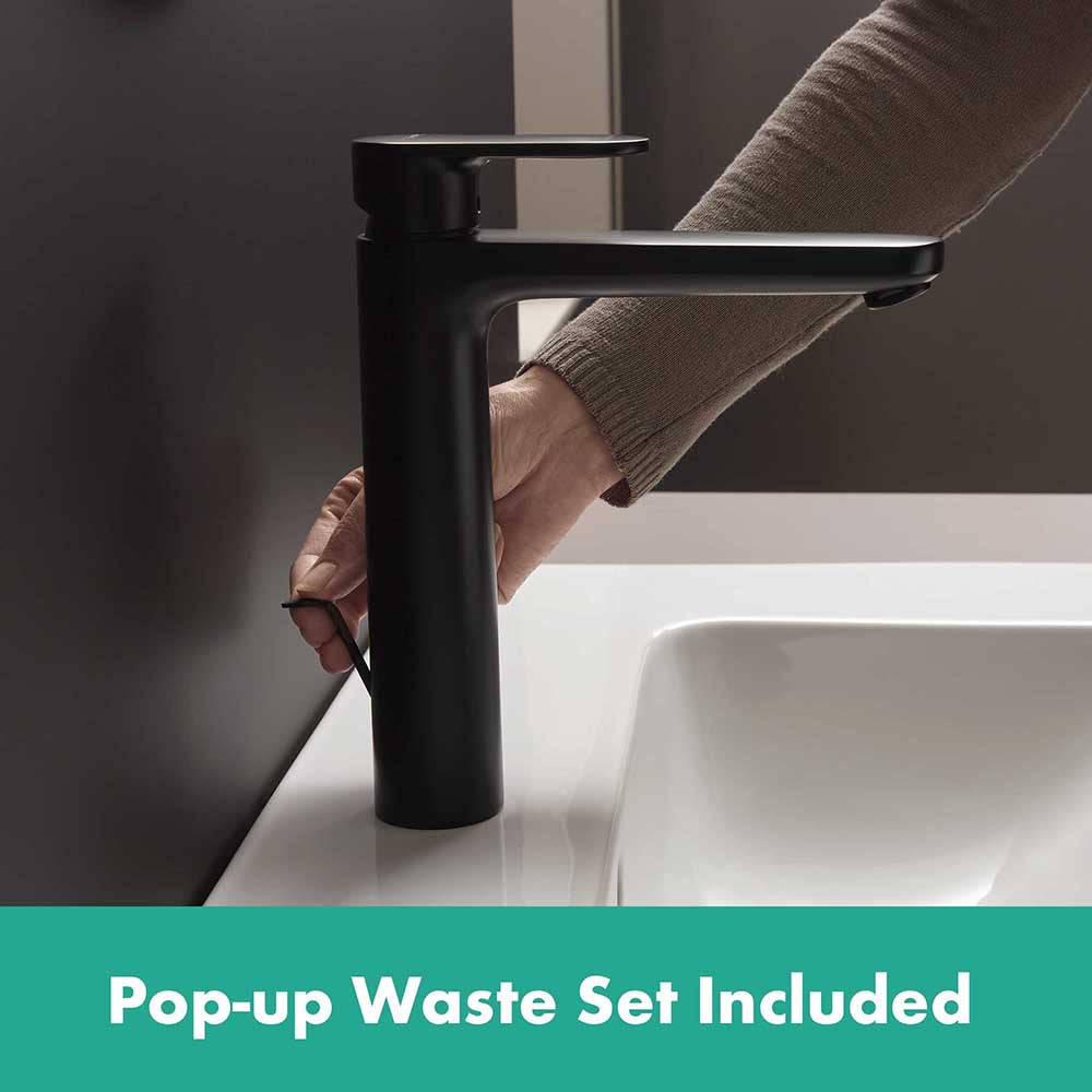 Hansgrohe Vernis Blend Single Lever Basin Mixer 190 With Pop-Up Waste Set Matt Black