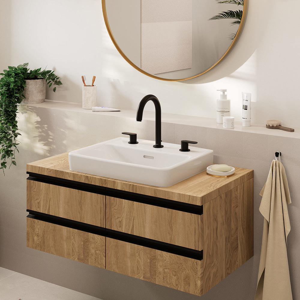 Hansgrohe Vernis Blend 3-Hole Basin Mixer With Pop-Up Waste Set Matt Black