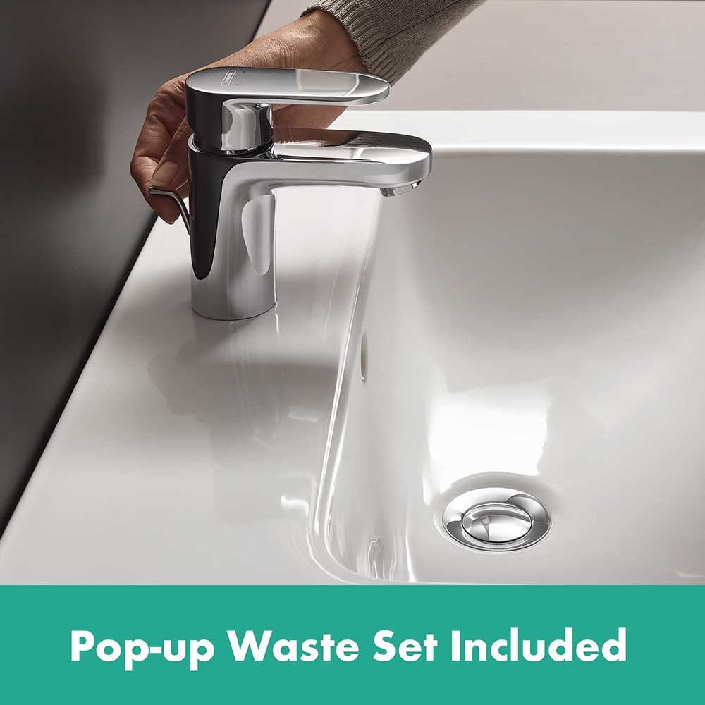 Hansgrohe Vernis Blend Single Lever Basin Mixer 70 With Metal Pop-Up Waste Set Chrome