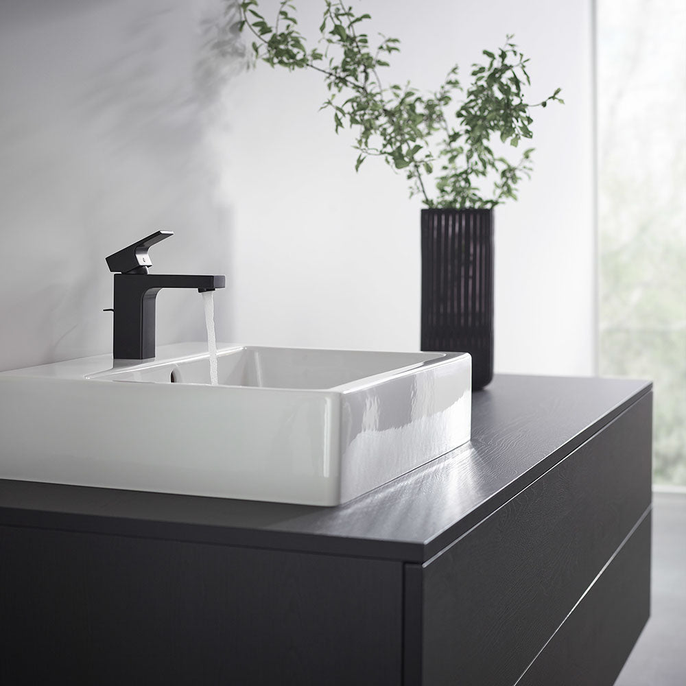 Hansgrohe Vernis Shape Single Lever Basin Mixer 100 With Isolated Water Conduction And Pop-Up Waste Set Matt Black