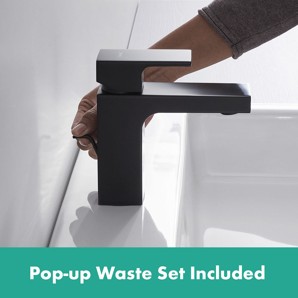 Hansgrohe Vernis Shape Single Lever Basin Mixer 100 With Isolated Water Conduction And Pop-Up Waste Set Matt Black