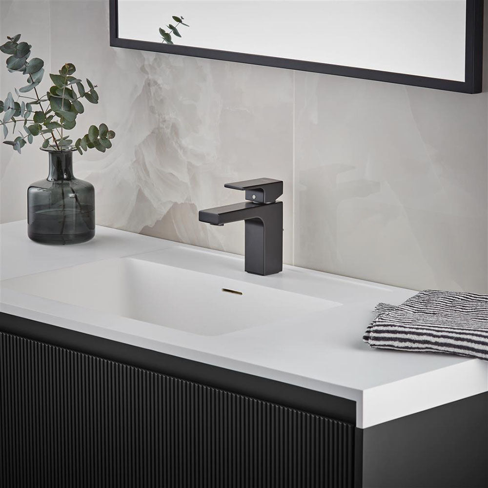 Hansgrohe Vernis Shape Single Lever Basin Mixer 70 With Isolated Water Conduction Without Waste Set Matt Black
