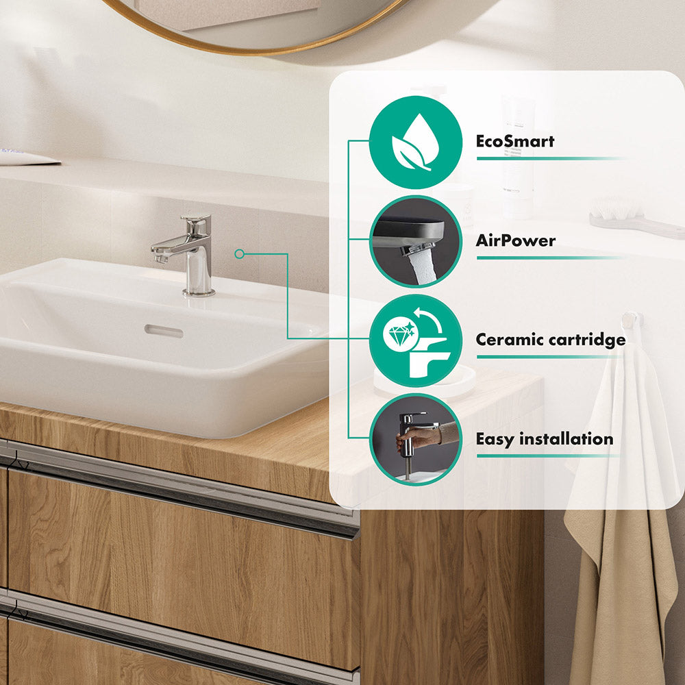 Hansgrohe Vernis Blend Pillar tap 70 with lever handle for cold water or Paire-adjusted water without waste set, Chrome