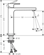 Hansgrohe Vernis Shape Single Lever Basin Mixer 190 With Isolated Water Conduction Without Waste Set Matt Black