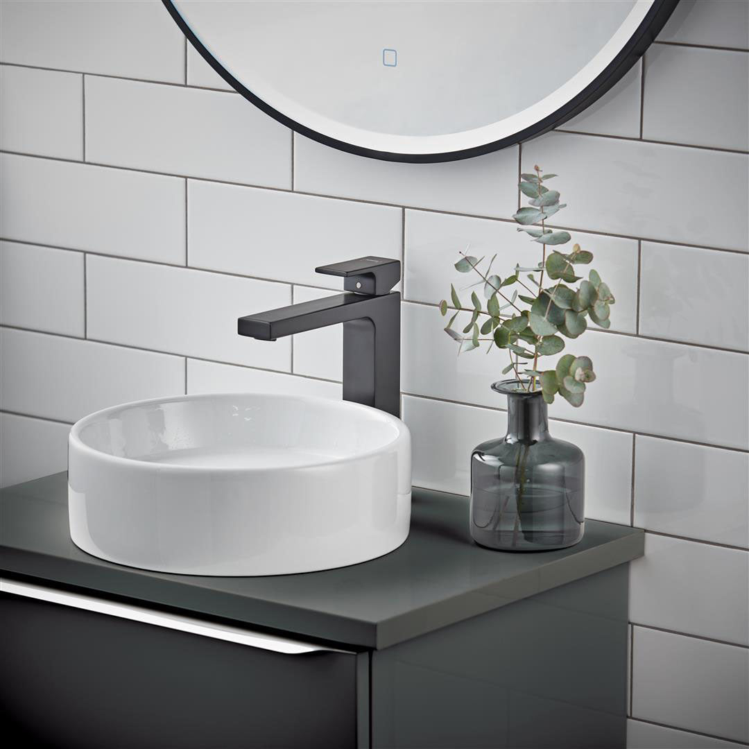 Hansgrohe Vernis Shape Single Lever Basin Mixer 190 With Isolated Water Conduction Without Waste Set Matt Black