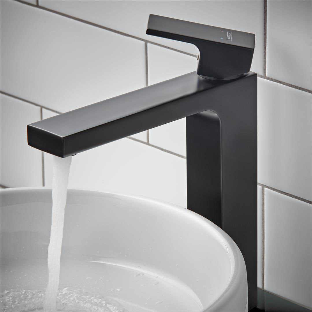 Hansgrohe Vernis Shape Single Lever Basin Mixer 190 With Isolated Water Conduction Without Waste Set Matt Black