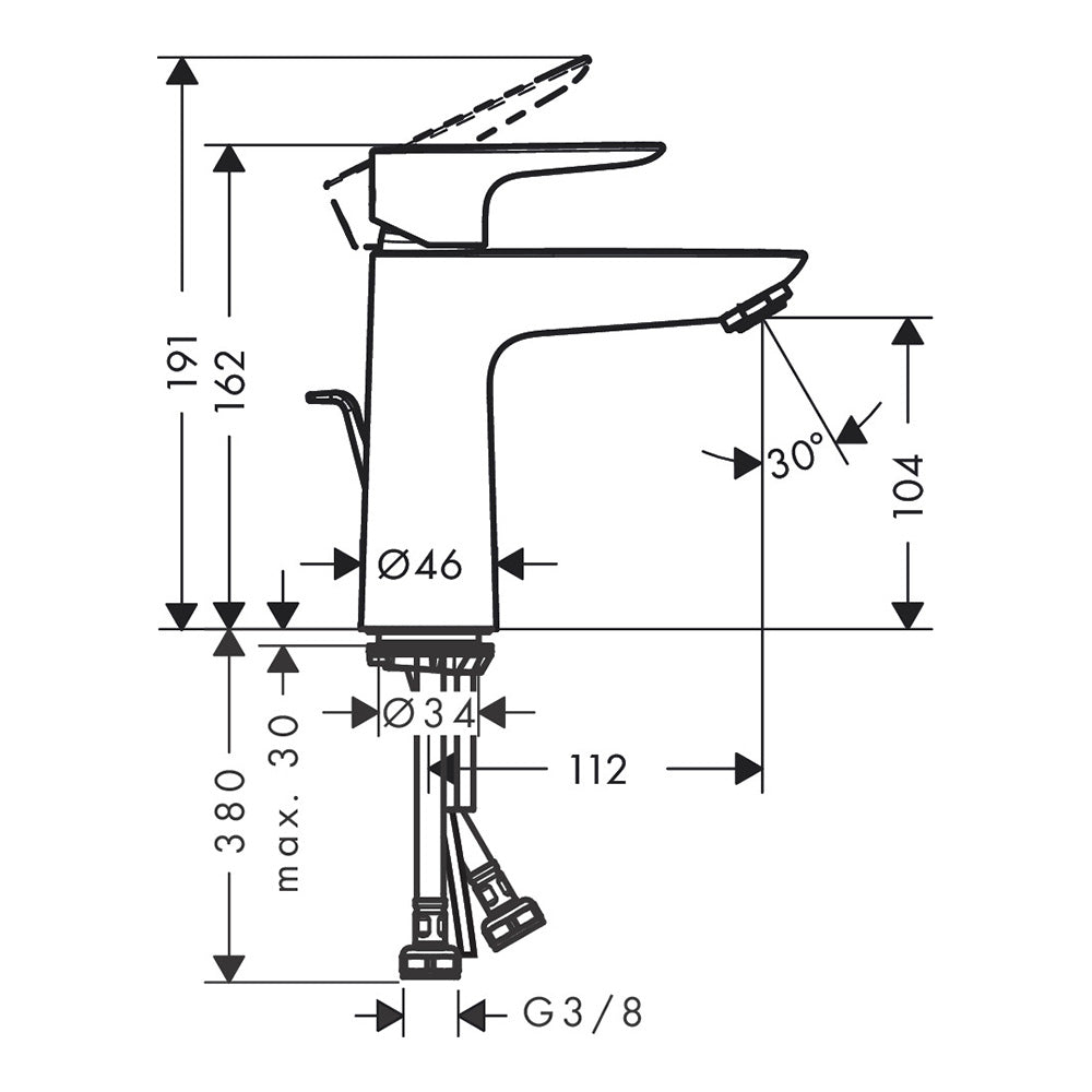 Hansgrohe Talis E Basin Mixer Tap 110 with pop-up waste set, Chrome