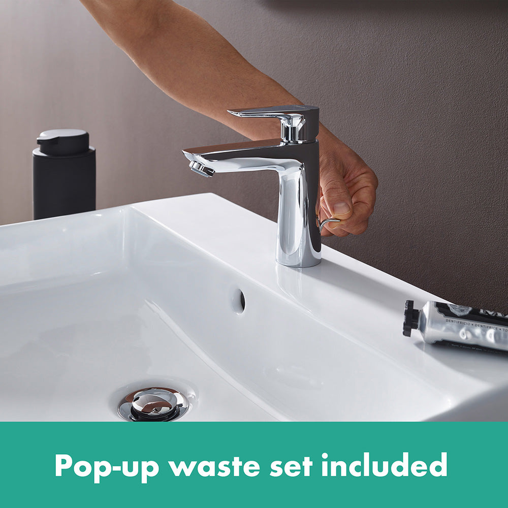 Hansgrohe Talis E Basin Mixer Tap 110 with pop-up waste set, Chrome