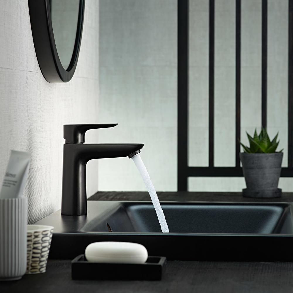 Hansgrohe Talis E Basin Mixer Tap 110 with pop-up waste set, Matt Black