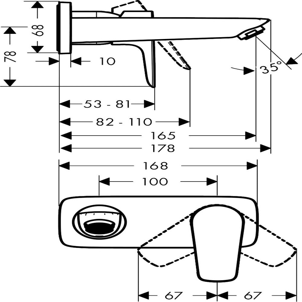 Hansgrohe Talis E Basin Mixer Tap for concealed installation wall-mounted with spout 165 cm, Chrome
