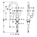 Hansgrohe Logis M31 Kitchen Mixer Tap 260, 1jet, Chrome