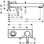 Hansgrohe Talis S Basin Mixer Tap for concealed installation wall-mounted with spout 225 cm, Chrome
