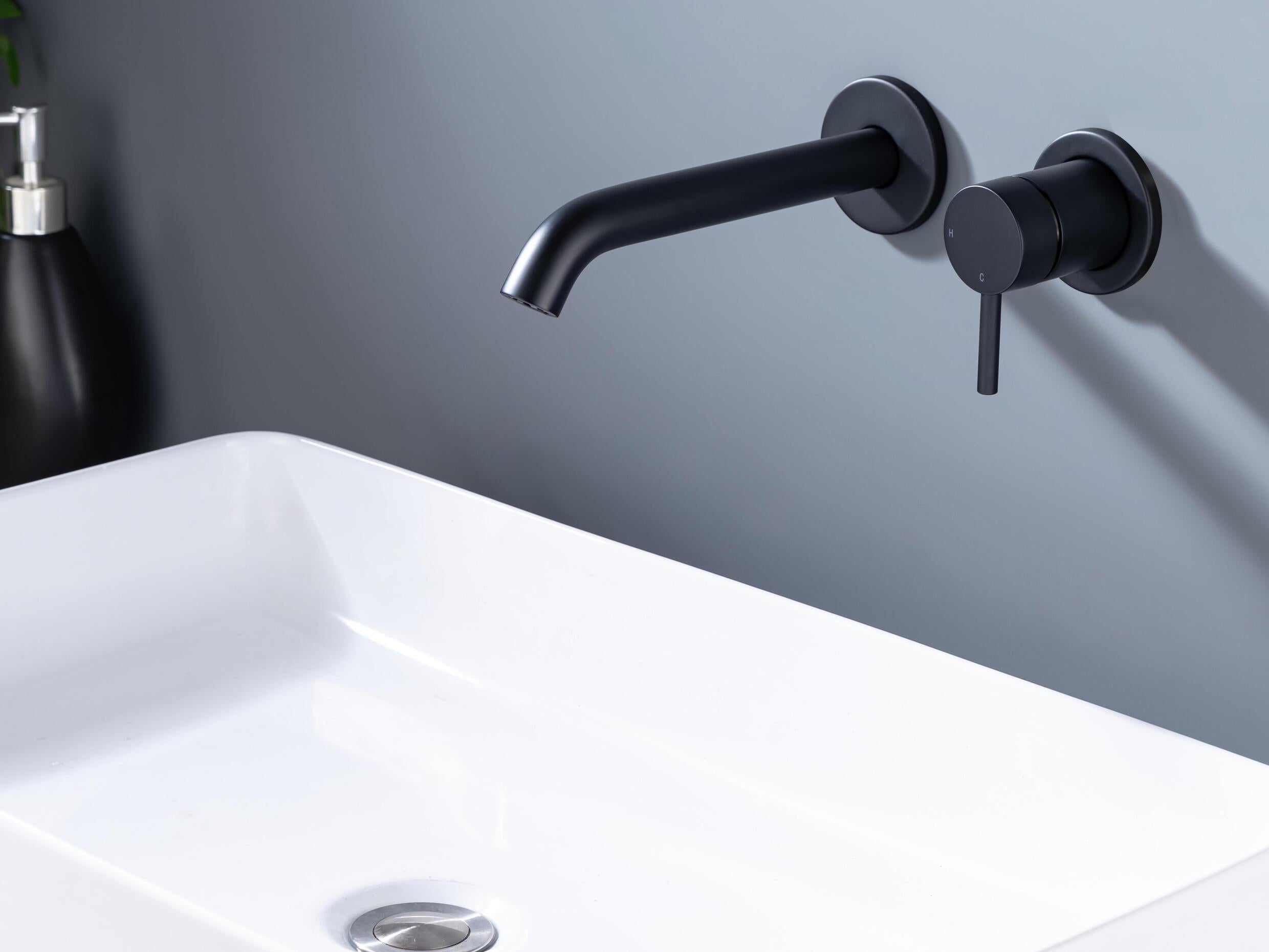 iflo Albany Wall Mounted Basin Filler - Matt Black