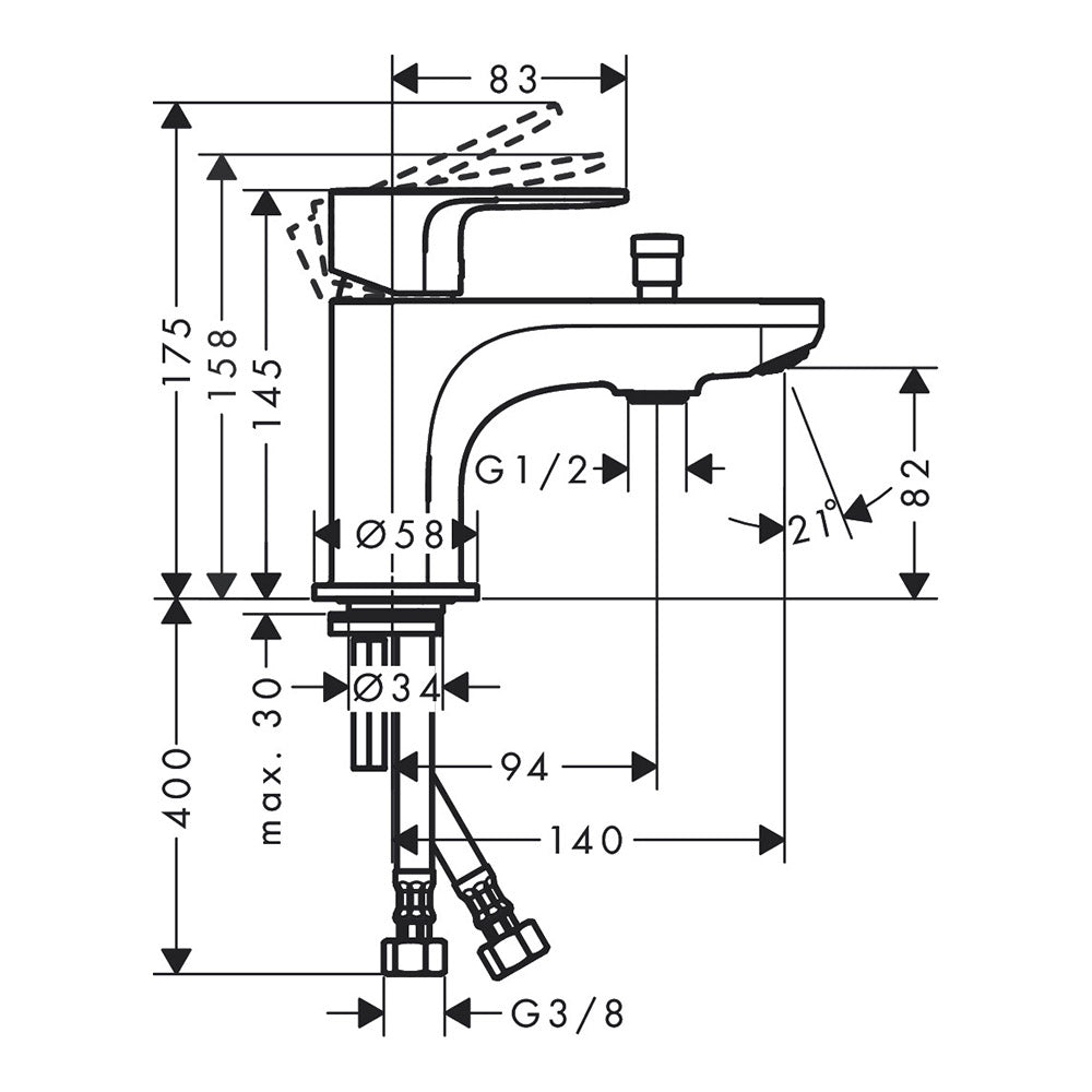Hansgrohe Rebris S Single Lever Bath And Shower Mixer Monotrou With 2 Flow Rates Chrome