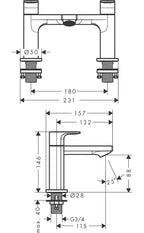 Hansgrohe Rebris E 2 Taphole Rim Mounted Bath Mixer Tap Matt Black