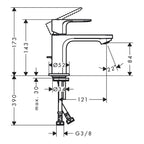 Hansgrohe Rebris S Single Lever Basin Mixer 80 Coolstart With Pop-Up Waste Set Chrome