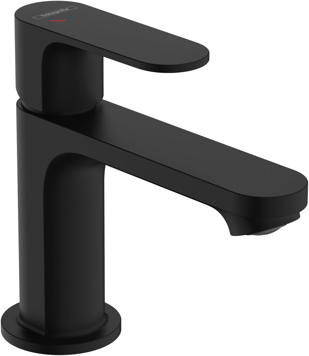 Hansgrohe Rebris S Single Lever Basin Mixer 80 Coolstart With Pop-Up Waste Set Matt Black