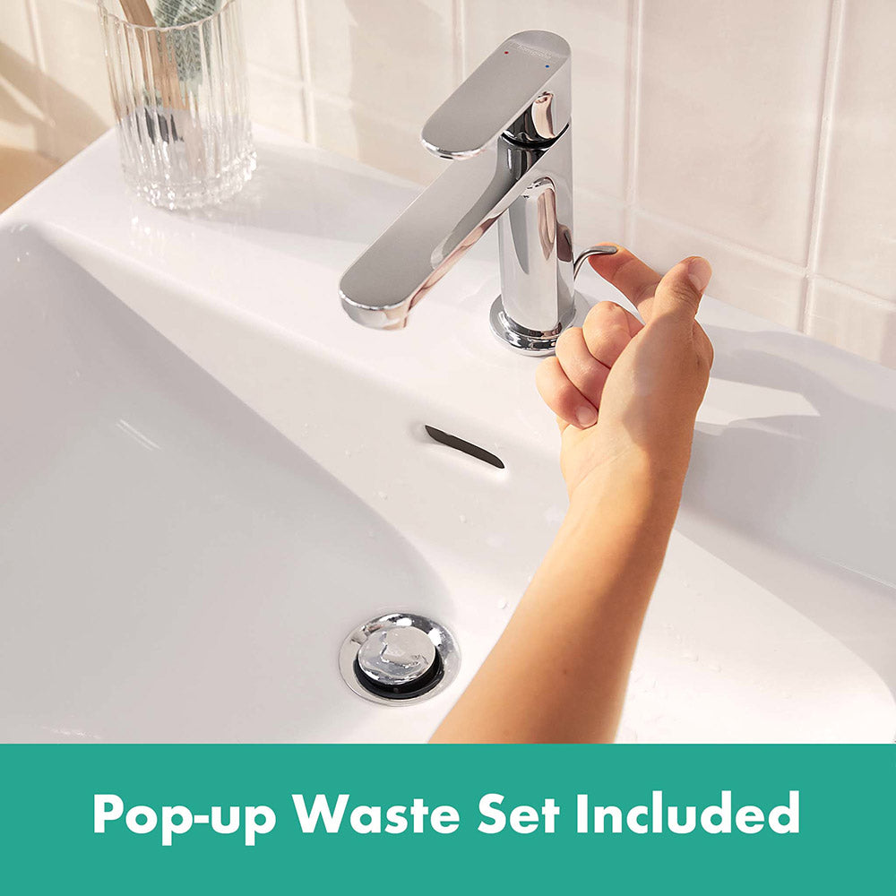 Hansgrohe Rebris S Single Lever Basin Mixer 110 With Pop-Up Waste Set Chrome