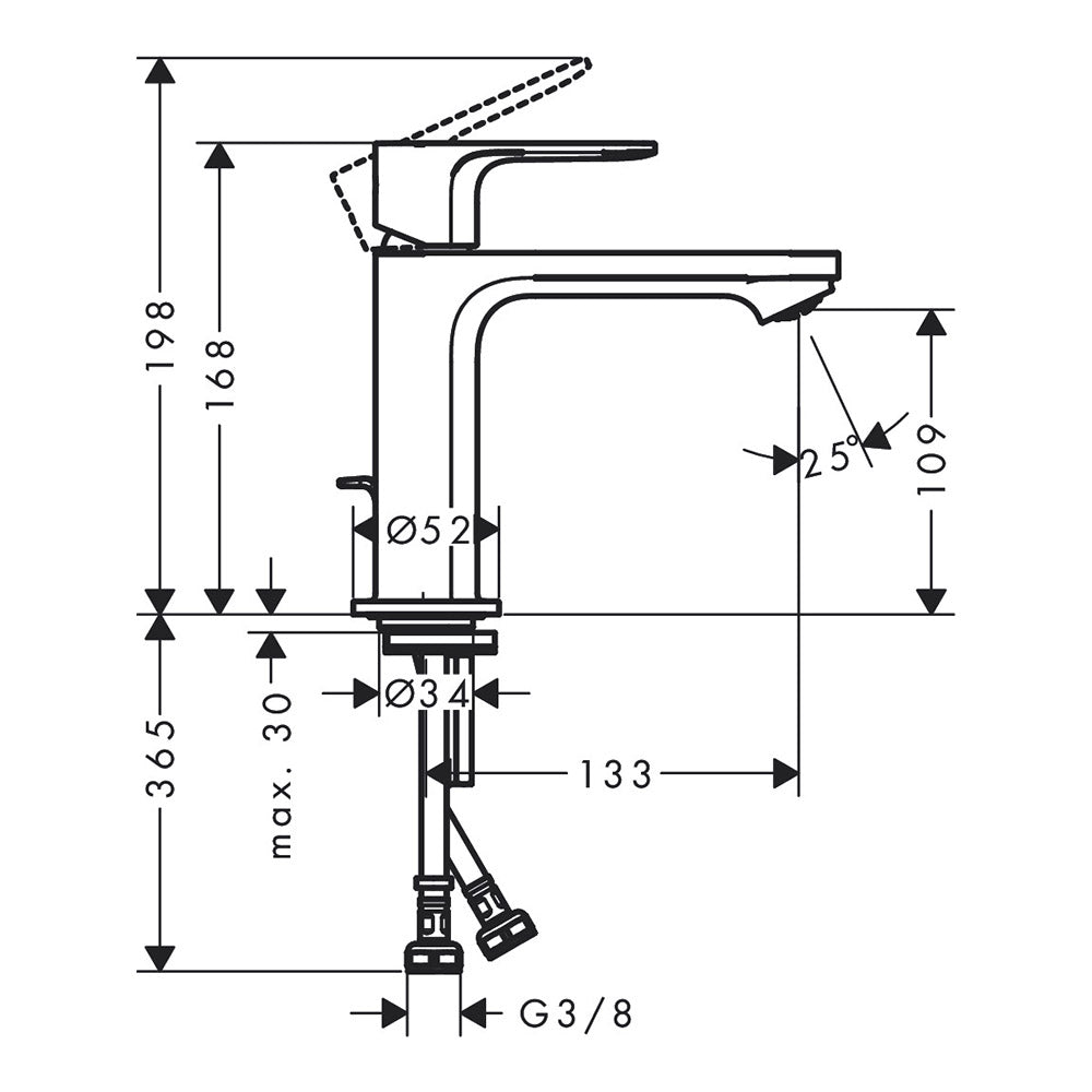 Hansgrohe Rebris S Single Lever Basin Mixer 110 With Pop-Up Waste Set Chrome
