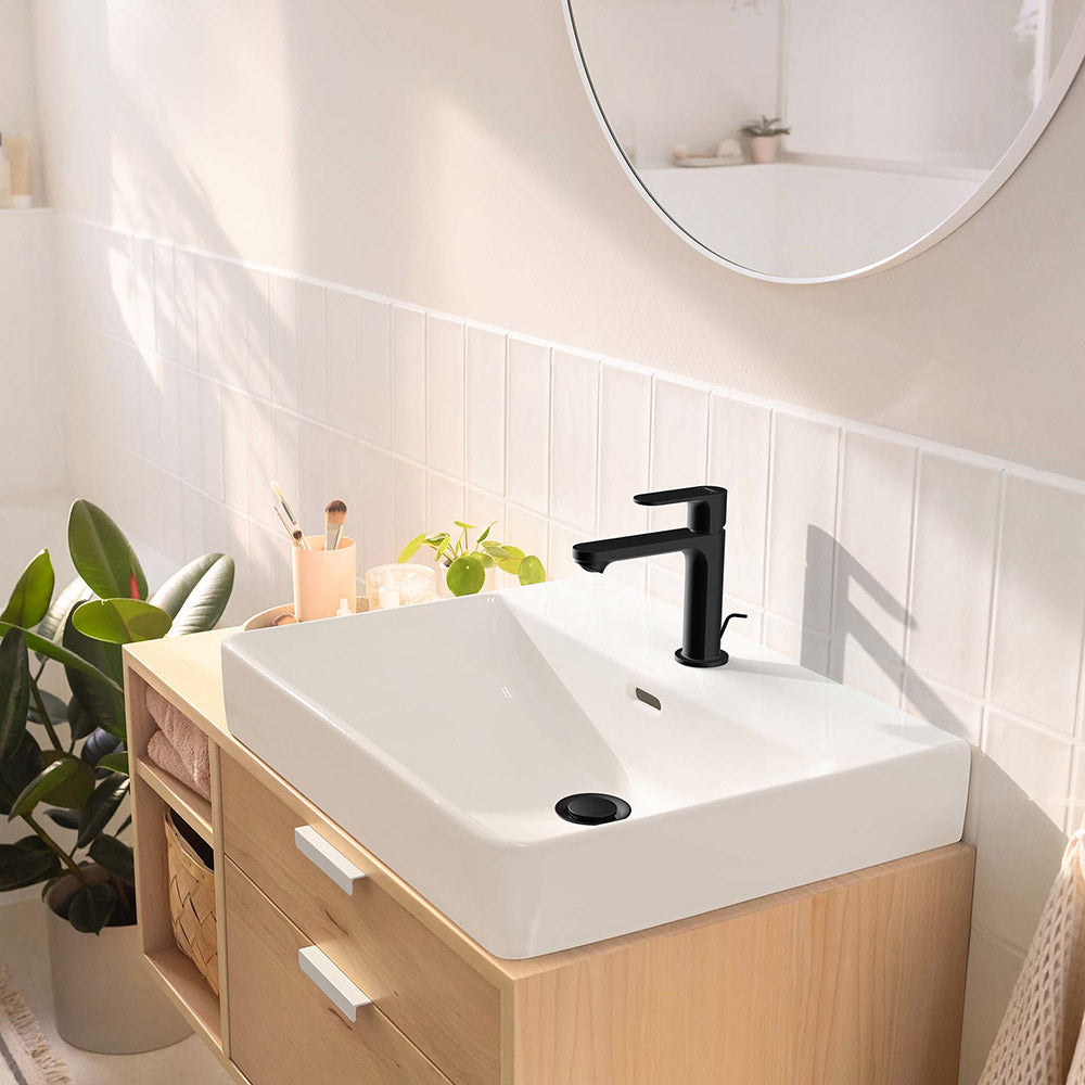 Hansgrohe Rebris S Single Lever Basin Mixer 110 With Pop-Up Waste Set Matt Black
