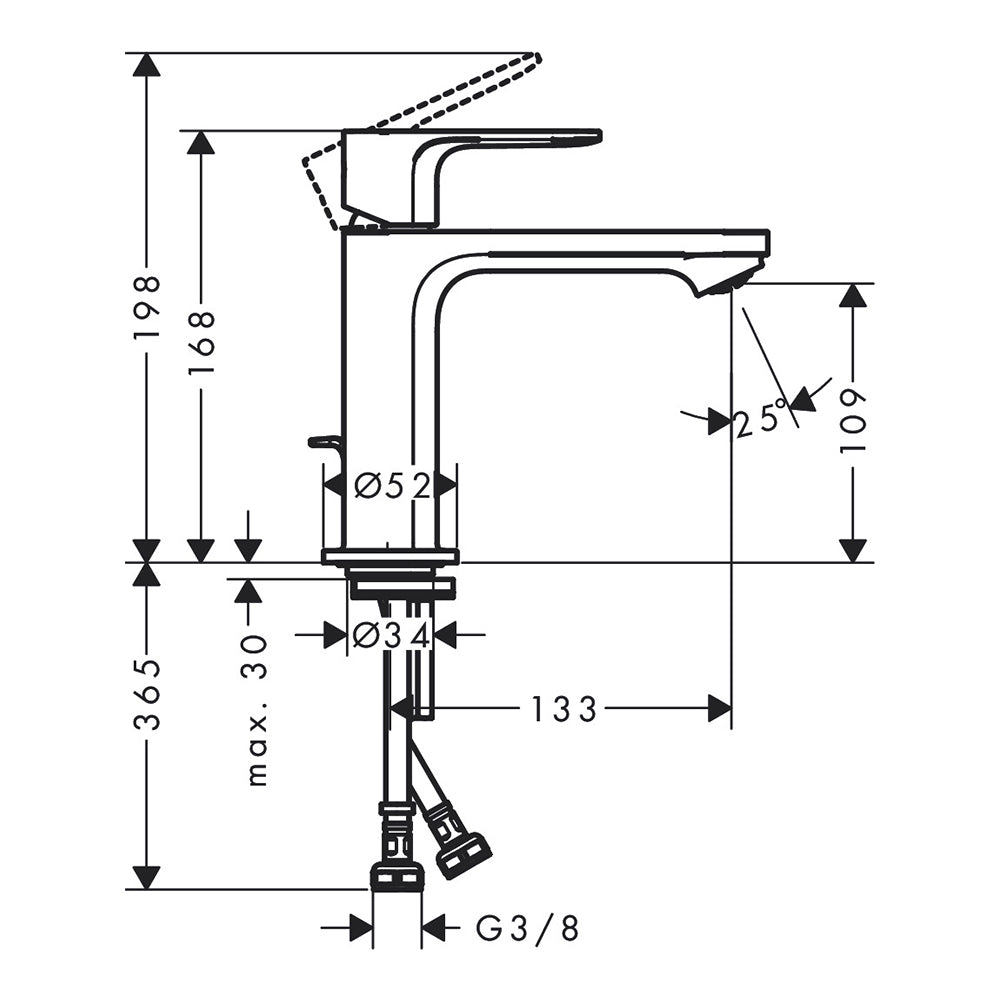 Hansgrohe Rebris S Single Lever Basin Mixer 110 Coolstart With Pop-Up Waste Set Chrome