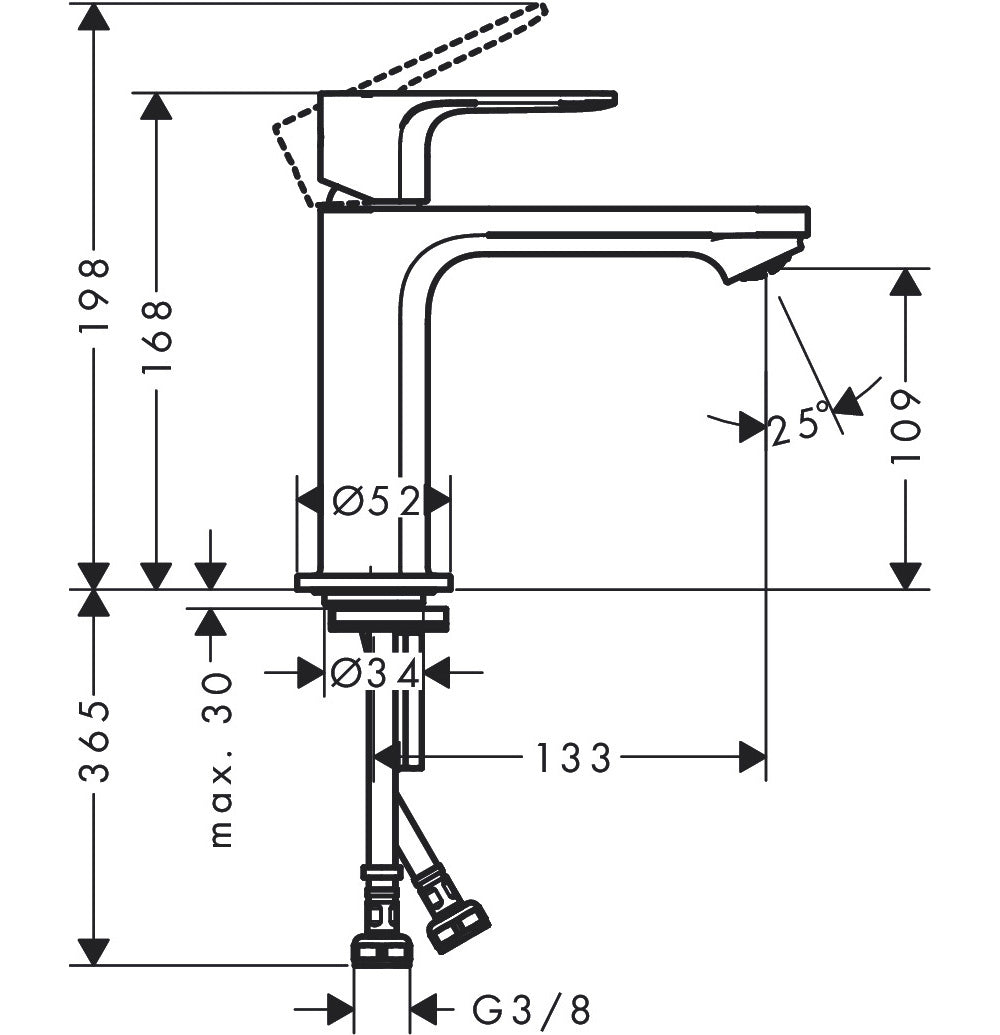 Hansgrohe Rebris S Single Lever Basin Mixer 110 Coolstart Without Waste Set Matt Black