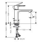 Hansgrohe Rebris S Single Lever Basin Mixer 110 Coolstart With Metal Pop-Up Waste Set Chrome